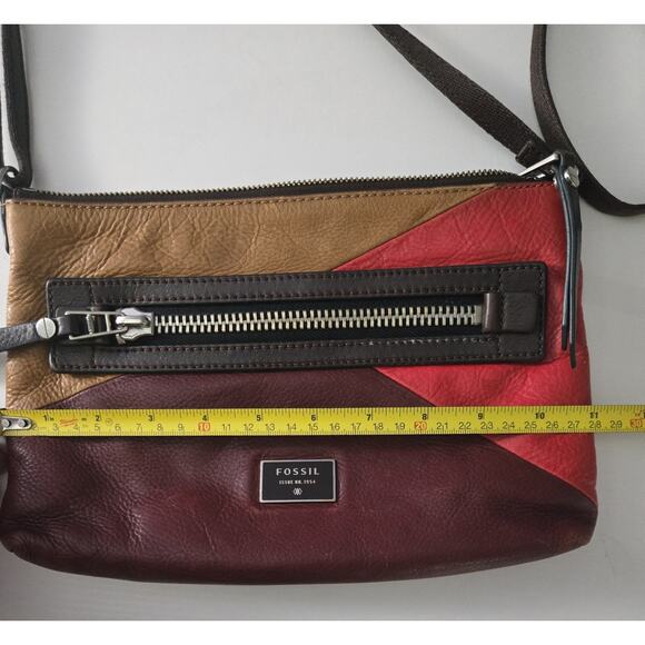 Fossil Dawson Leather Multi Colored Crossbody Bag - Picture 4 of 12